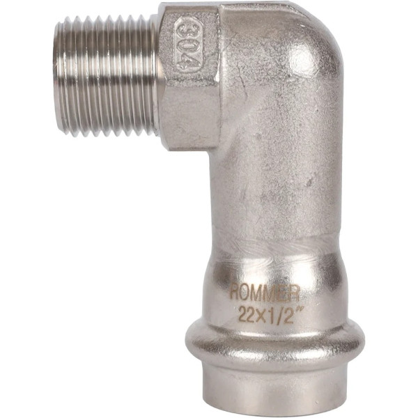 Переход угловой 22х1/2"Н Rommer из нержавеющей стали (пресс) (RSS-0010-002212) Переход угловой 22х1/2"Н Rommer из нержавеющей стали (пресс) (RSS-0010-002212)