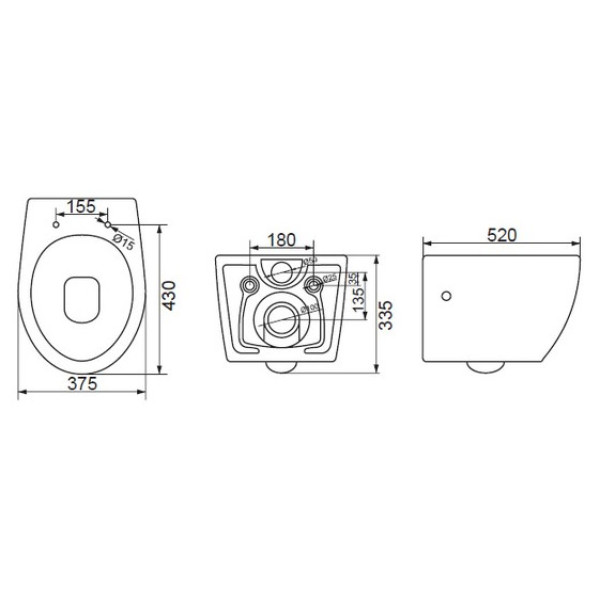 Унитаз подвесной BelBagno Prospero 375х520х335 (BB507B)