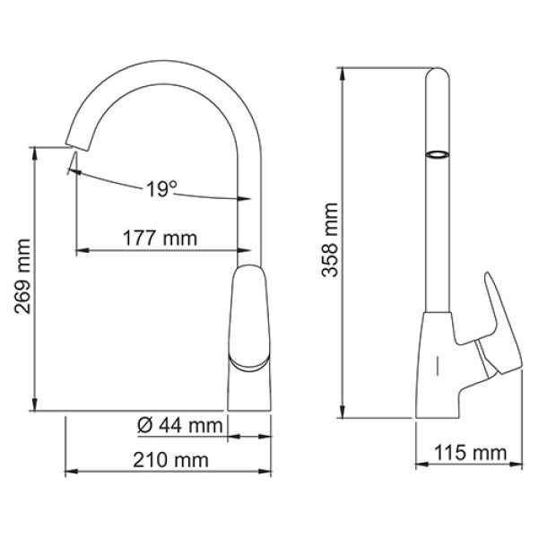 Смеситель для кухни WasserKRAFT Vils 5607 с поворотным изливом