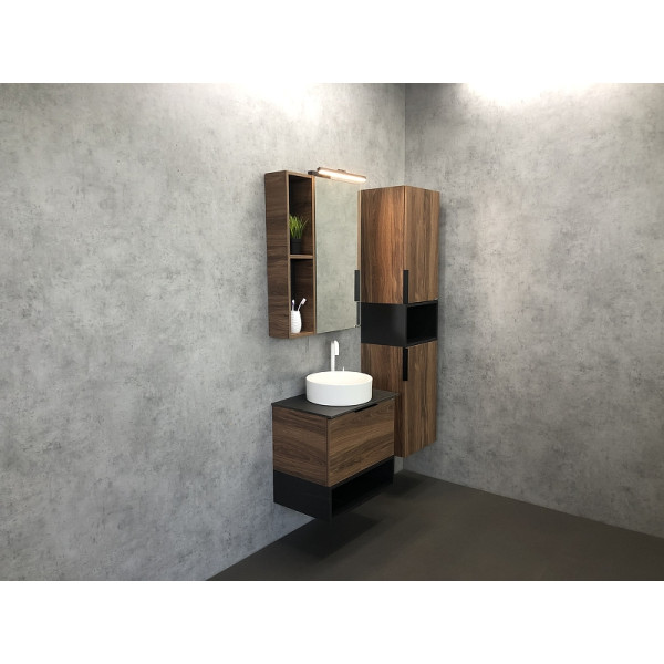 Шкаф зеркальный Comforty Штутгарт 600x145x800 дуб темно-коричневый (00004151036)