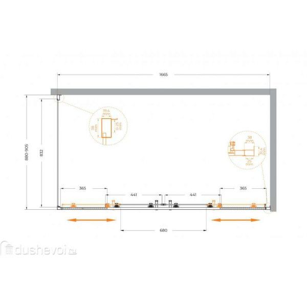 Душевой уголок Cezares Molveno 170x80x195 стекло прозрачное, профиль хром (MOLVENO-AH-2/1-170/80-C-Cr-IV)