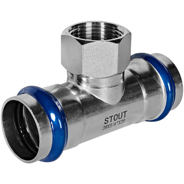 Тройник переходной 28х3/4"Вх28 Stout SSS-2015 ВПр-ВР (нерж.ст., пресс) SSS-2015-002834 Тройник переходной 28х3/4"Вх28 Stout SSS-2015 ВПр-ВР (нерж.ст., пресс) SSS-2015-002834