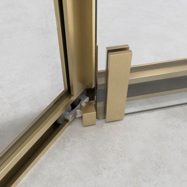 Душевой уголок Cezares Relax 304 100x100x200 стекло прозрачное, профиль брашированное золото (RELAX-304-P-1-100-C-BORO)