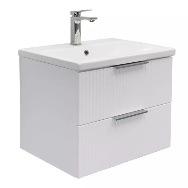 Тумба подвесная с раковиной Comforty Лима 600x450x560 белый матовый (00-00019210)