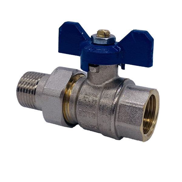 Кран шаровый со сгоном Tiemme 1/2" (синяя бабочка) (2120060) Кран шаровый со сгоном Tiemme 1/2" (синяя бабочка) (2120060)