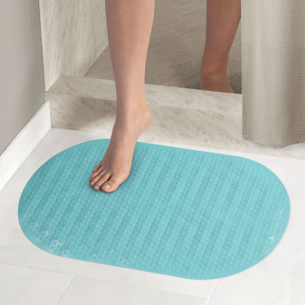 Коврик для ванной Melodia ПВХ Ellipse овал 67x36cм голубой (MK009)