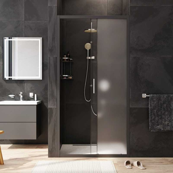 Дверь душевая AM.PM Gem 100x195 стекло прозрачное, матовое, профиль черный (W90G-100-1-195BM)