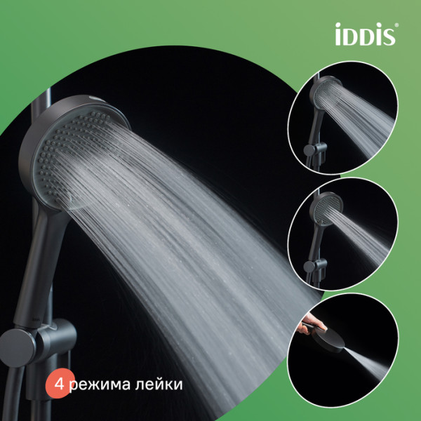 Лейка душевая Aiger черная матовая Iddis (AIG4FB0i18)