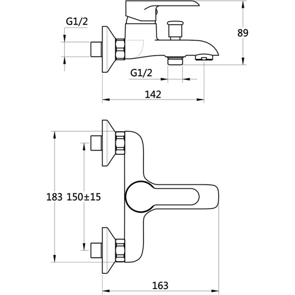 Смеситель для ванны и душа Melodia della vita Metallica хром (MDV35540)