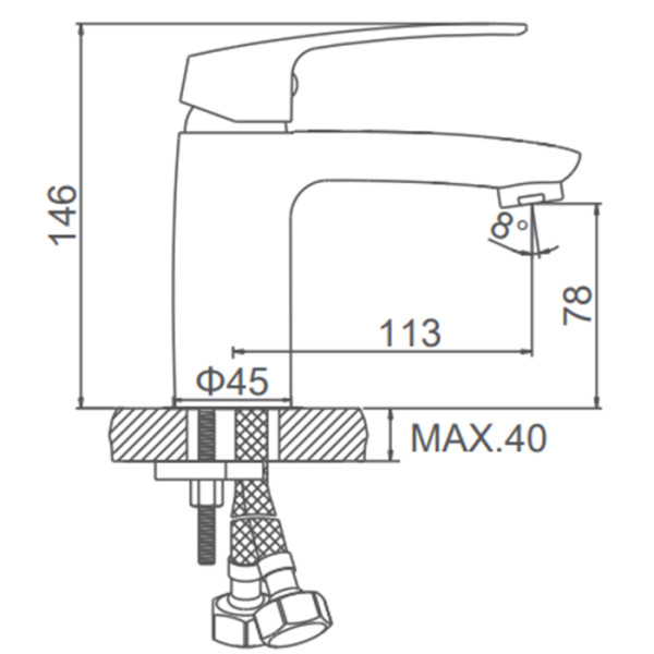 Смеситель для раковины Ledeme хром (L1072)