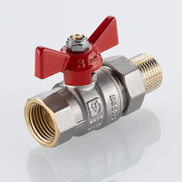 Кран 1" шаровый со сгоном Valtec Base-ГОСТ (красная бабочка) VT.227S.N.06