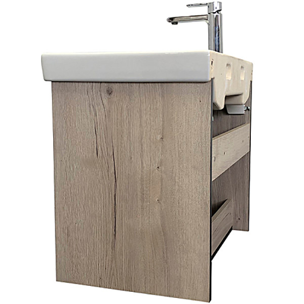 Тумба подвесная с раковиной Comforty Вена 700x450x610 дуб дымчатый (00-00008929)