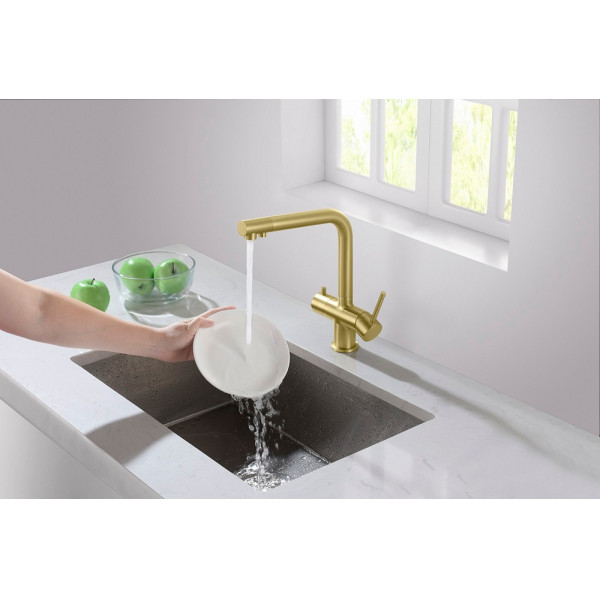 Смеситель для кухонной мойки Timo Saona золото матовое (2396/17F) Смеситель для кухонной мойки Timo Saona золото матовое (2396/17F)