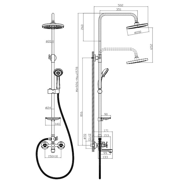 Душевая система Rossinka Q хром (Q02-46)
