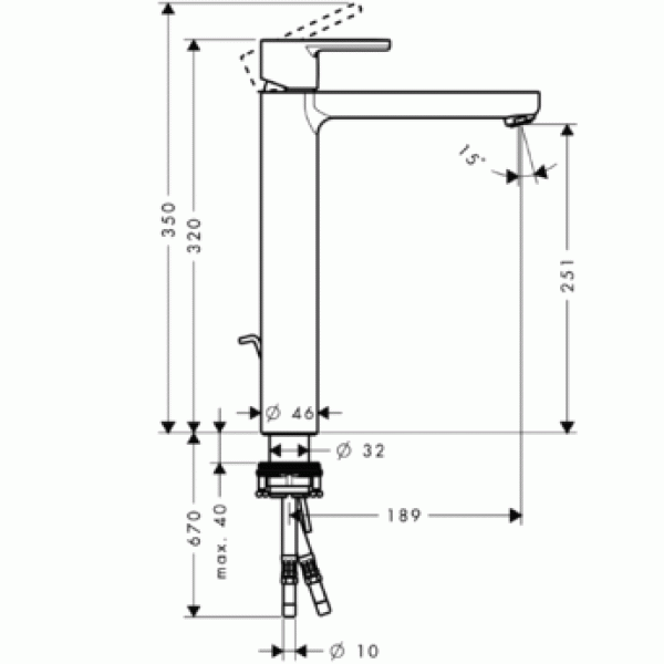 Смеситель для раковины Hansgrohe Metris S Highriser (31022000)