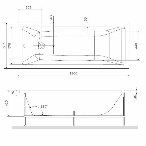 Каркас для ванны AM.PM Gem 180х70 (W93A-180-070W-R)