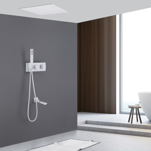 Душевая система Abber Daheim с изливом белый матовый (AF8254W)