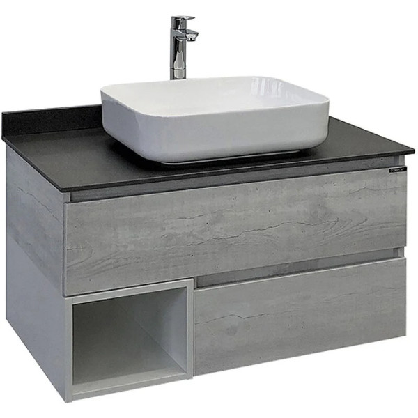 Тумба подвесная с раковиной Comforty Прага 900x520x630 дуб белый/графит (00-00014424)