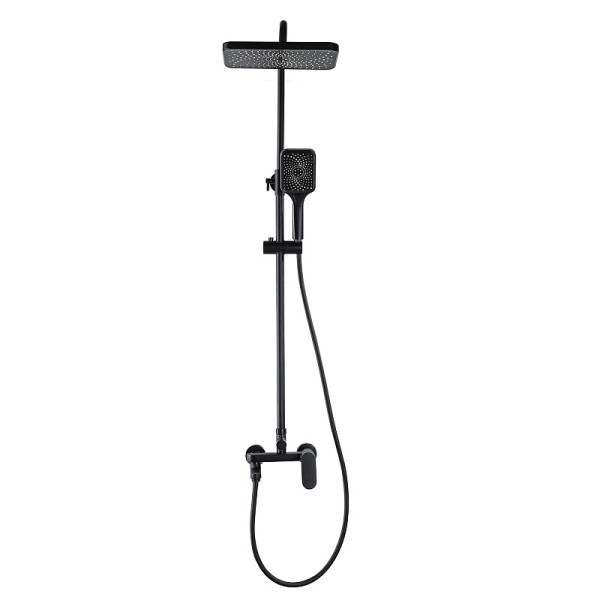Душевая система Azario Arizona Square с лейкой, со смесителем, с изливом черный (AZ-20BS)