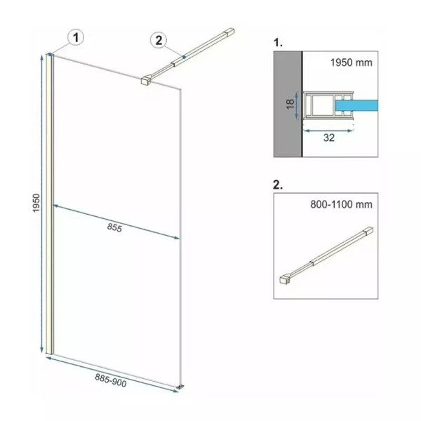 Душевое ограждение Rea Aero 90x195 стекло прозрачное, профиль золото матовое (REA-K470) Душевое ограждение Rea Aero 90x195 стекло прозрачное, профиль золото матовое (REA-K470)