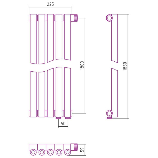 Дизайн-радиатор Сунержа Эстет-0 EU50 правый 1800*225 5 секций золотой (03-0321-1805) Дизайн-радиатор Сунержа Эстет-0 EU50 правый 1800*225 5 секций золотой (03-0321-1805)