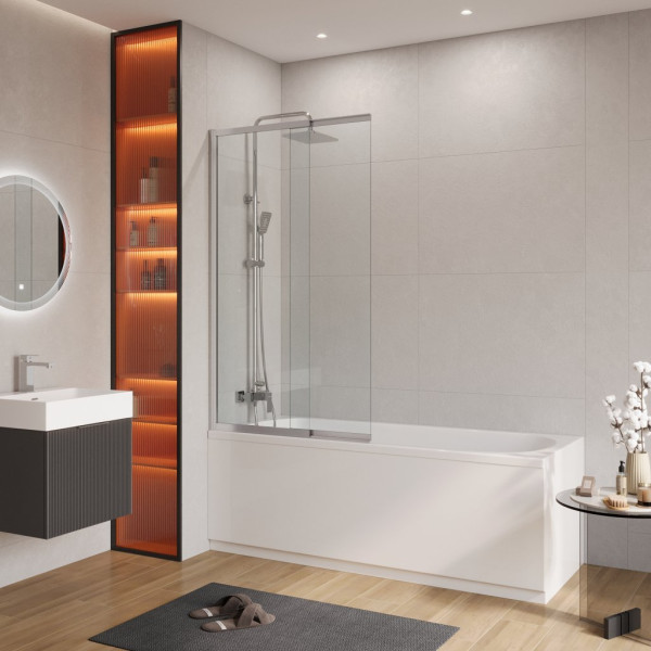 Душевая шторка для ванны Cezares Slider 80x7x150 стекло прозрачное, профиль хром (SLIDER-VF-11-80/150-C-Cr)