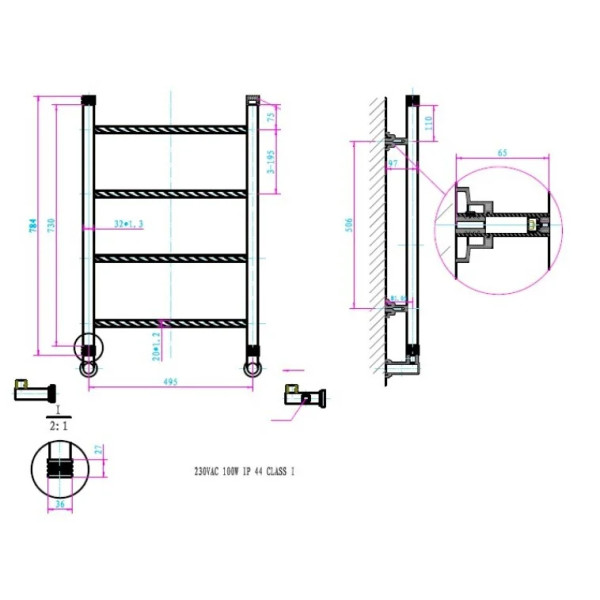 Полотенцесушитель электрический Boheme Provanse 495x784 BR (бронза) (708)