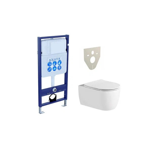 Инсталляция с унитазом Aquatek Европа рама Standard INS-0000012+звукоизоляционная прокладка+унитаз Европа AQ1106L-00+тонкое сиденье soft-clo