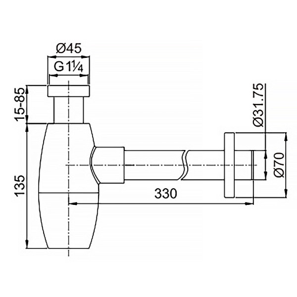 Сифон без выпуска для умывальника Azario 1 1/4" блистер хром (AZ-115-CHR)
