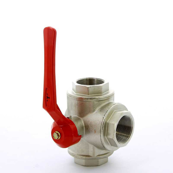 Кран Itap 1 1/2" шаровый трёхходовой T-порт (красная ручка-рычаг) (1280112T)