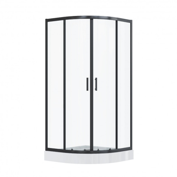 Душевой уголок Santek Вэлия 90x90x195 стекло (прозрачное, профиль черный (1WH501791)