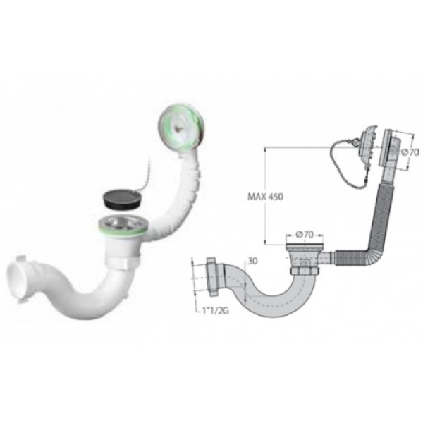 Обвязка для ванны Miano 1 1/2"x40 мм. универсальная (M0406) Обвязка для ванны Miano 1 1/2"x40 мм. универсальная (M0406)