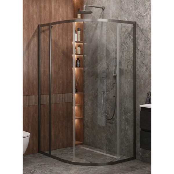 Душевой уголок Cezares Molveno 110x90x195 стекло прозрачное, профиль оружейная сталь (MOLVENO-RH-1-110/90-C-GM-IV)