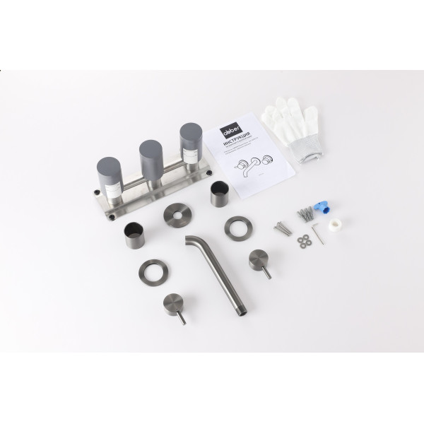 Смеситель для раковины Abber Wasser Kreis 316 скрытого монтажа, оружейная сталь брашированная (AF81123BGG-L)