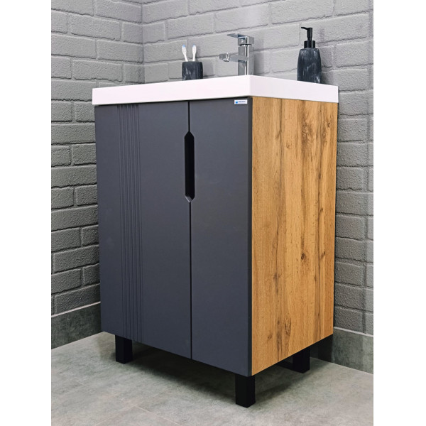 Тумба напольная Bazis 60 Марта без ящика Дуб вотан Айсберг Домино (DA3502T) Тумба напольная Bazis 60 Марта без ящика Дуб вотан Айсберг Домино (DA3502T)