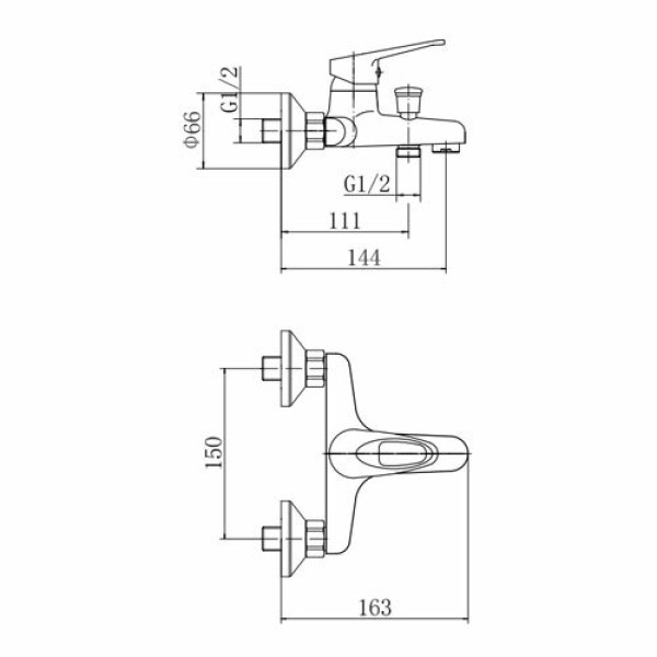Смеситель для ванны и душа Fashun хром (A3013)