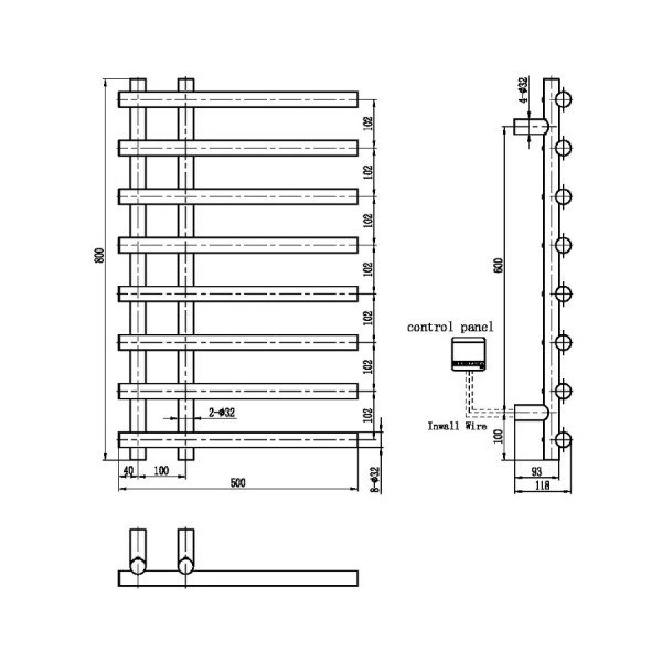 Полотенцесушитель электрический Boheme Uno 500x800 NB (никель) (722-NB)