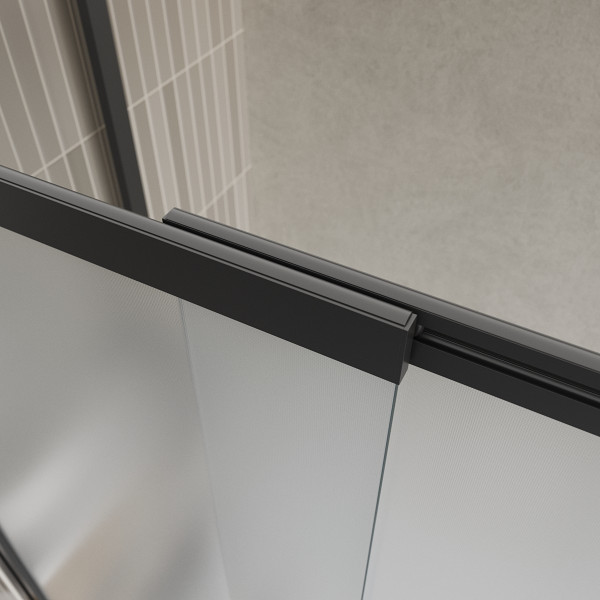 Шторка душевая для ванны BelBagno Luce 90x145 стекло матовое, профиль черный (LUCE-VF-11-90/145-P-NERO)