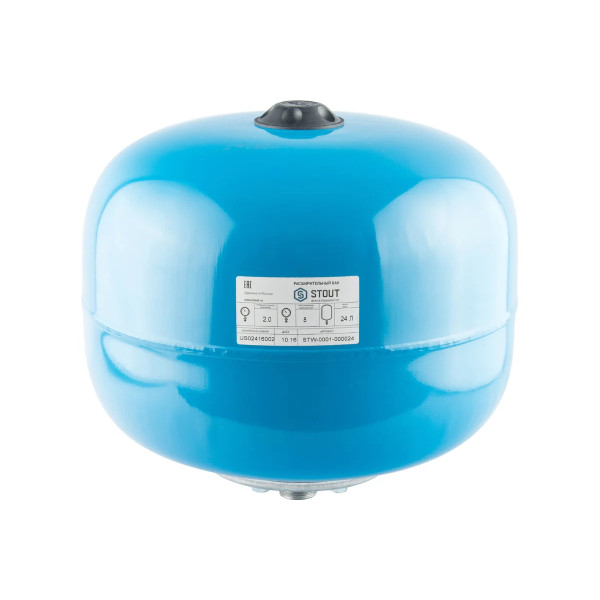 Бак расширительный для систем водоснабжения Stout 24 л. (10 бар, синий, вертикальный) (STW-0001-000024)