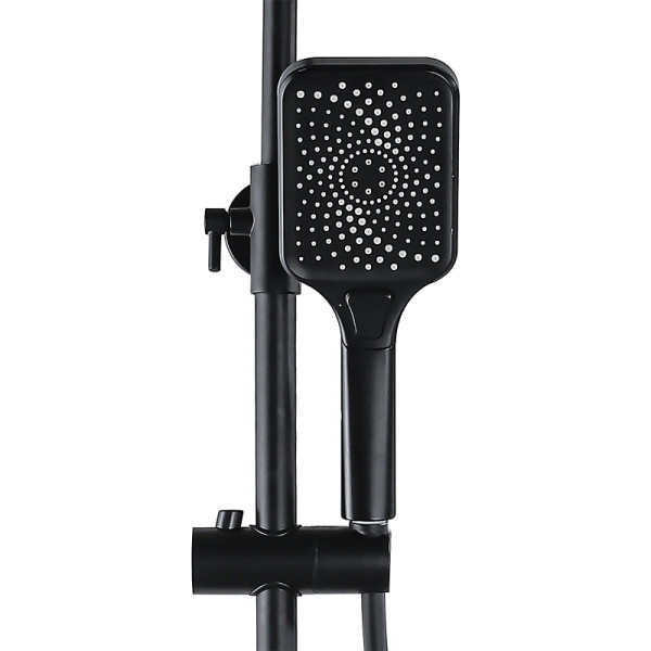 Душевая система Azario Arizona Square с лейкой, со смесителем, с изливом черный (AZ-20BS)