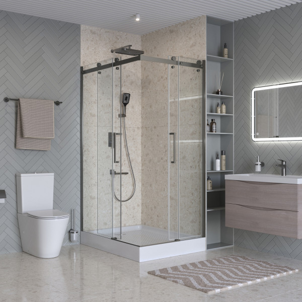 Душевой уголок BelBagno Marino 120x90x195 стекло прозрачное, профиль оружейная сталь матовая (MARINO-2-AH-2-120/90-C-GM) Душевой уголок BelBagno Marino 120x90x195 стекло прозрачное, профиль оружейная сталь матовая (MARINO-2-AH-2-120/90-C-GM)