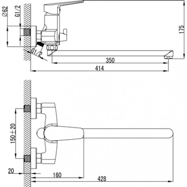 Смеситель для ванны и душа SMARTsant Инлайн (SM103508AA)
