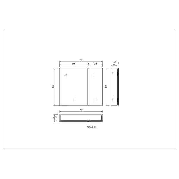 Шкаф зеркальный алюминиевый Aquatek 762x660x134 (AQ7808-MC)
