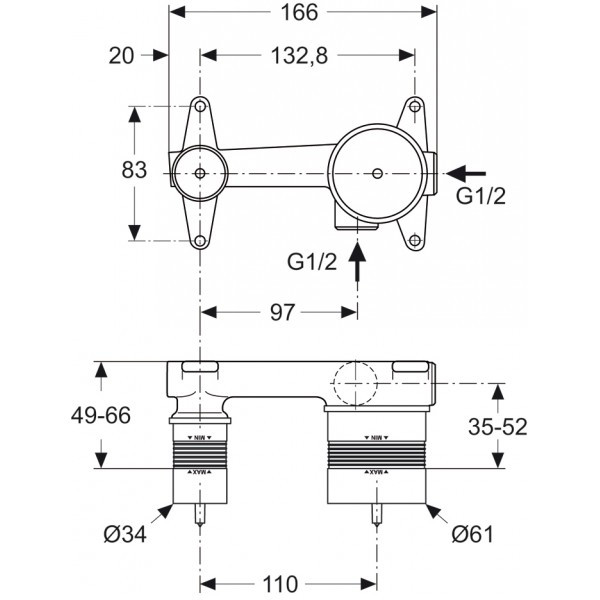 Встраиваемая часть смесителя для раковины Ideal Standard Strada (A5948NU)