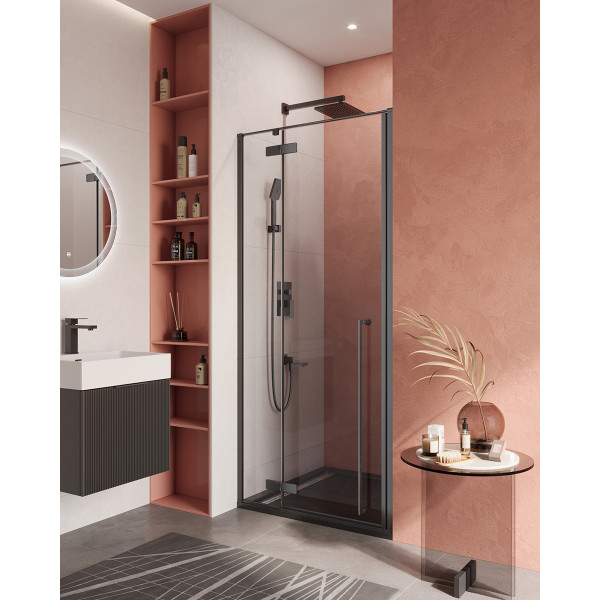 Душевые двери Cezares Liner 90x195 стекло прозрачное, профиль черный (LINER-B-12-90-C-NERO-L)