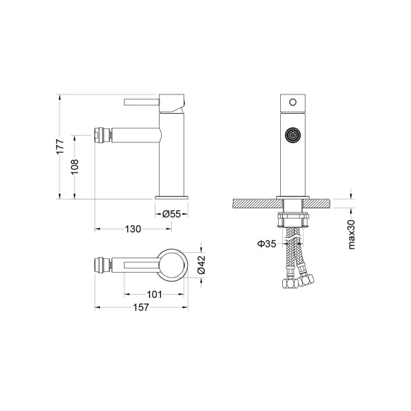 Смеситель для биде Aquatek Европа черный матовый (AQ1318MB)