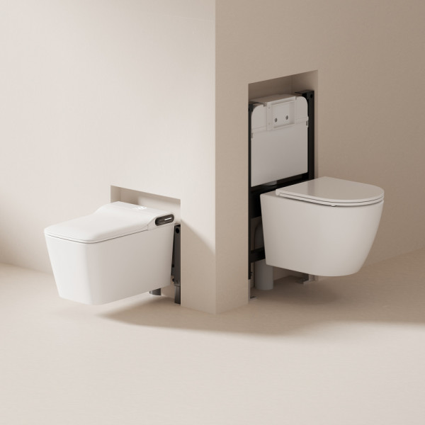 Комплект Abber подвесной электронный унитаз-биде Rechteck AC1215S с инсталляцией AC0101P2 (AC1215S-AC0101P2)