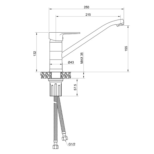 Смеситель для кухни Wesnaart Natur хром (NAT07-131)