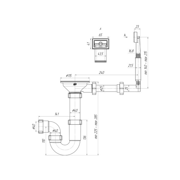 Сифон 40 мм. трубный АНИ с выпуском 3 1/2"*115 мм., с жестким прямоугольным переливом АНИ пласт (D0145) Сифон 40 мм. трубный АНИ с выпуском 3 1/2"*115 мм., с жестким прямоугольным переливом АНИ пласт (D0145)