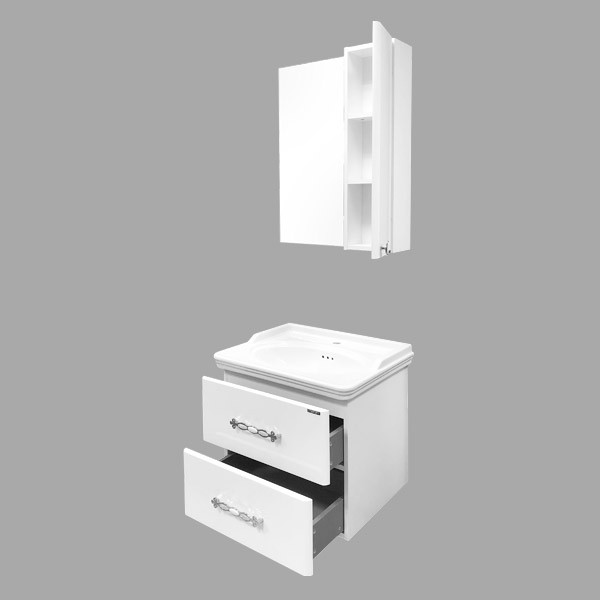Тумба подвесная Comforty Марио 650x545x500 дуб темный матовый с раковиной (00-00001491)
